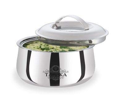 TALUKA Hot Shine Double Wall Insulated Hot Pot Stainless Steel Casserole with Steel Lid, Cook and Serve Casserole 4 Sizes ( 750 ML, 1 L, 2 L & 3 L)