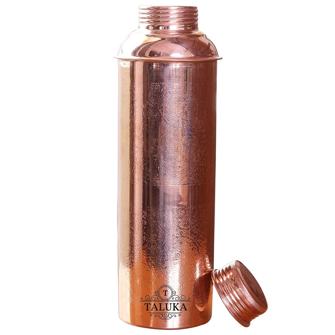 Handmade Pure Copper Bisleri And Etching Design Water Bottle 800 ML Set Of 4 Drink Ware Storage Bottle For Good Health
