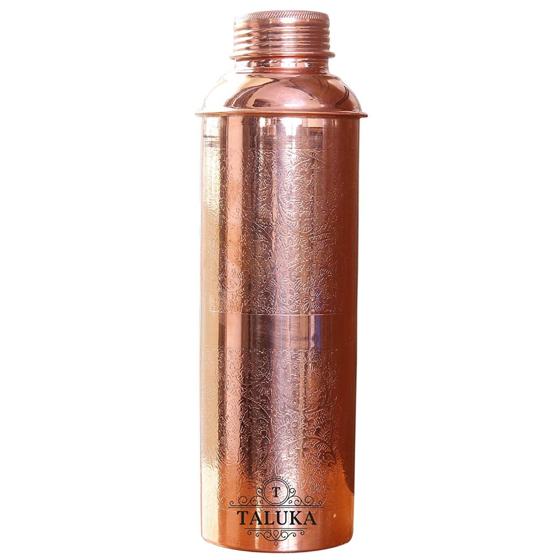 Handmade Pure Copper Bisleri And Etching Design Water Bottle 800 ML Set Of 12 Drink Ware Storage Bottle For Good Health