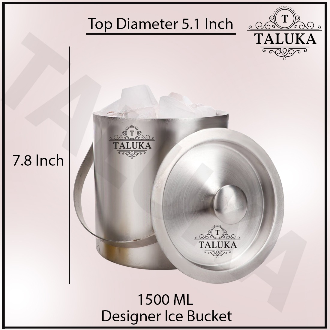 Stainless Steel Double Wall Ice Bucket 1500 ML With Ice Tong Bar Ware