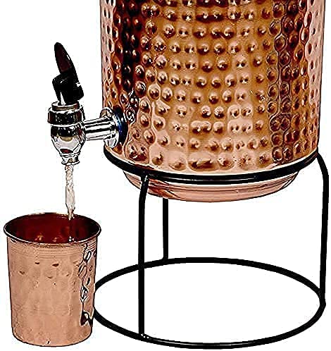 Taluka Copper water Pot With Glass 5 ltr Copper water pot Matka With Stand Copper water Dispenser 5 litre With Stand