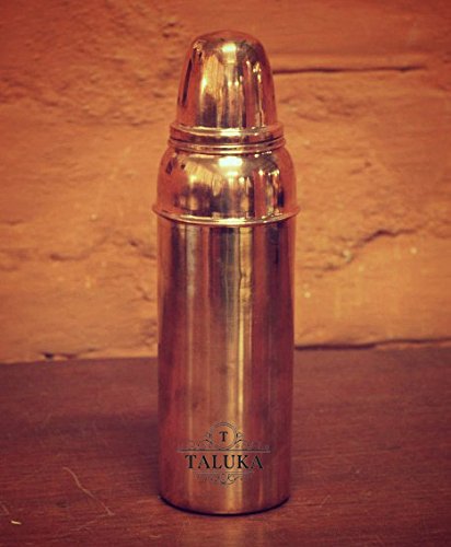 Pure Copper Handmade Set Of 2 Copper Bottle Capacity :- 800 Ml ,(Plain) ( 2.5" X 9.5" Inches Approx )