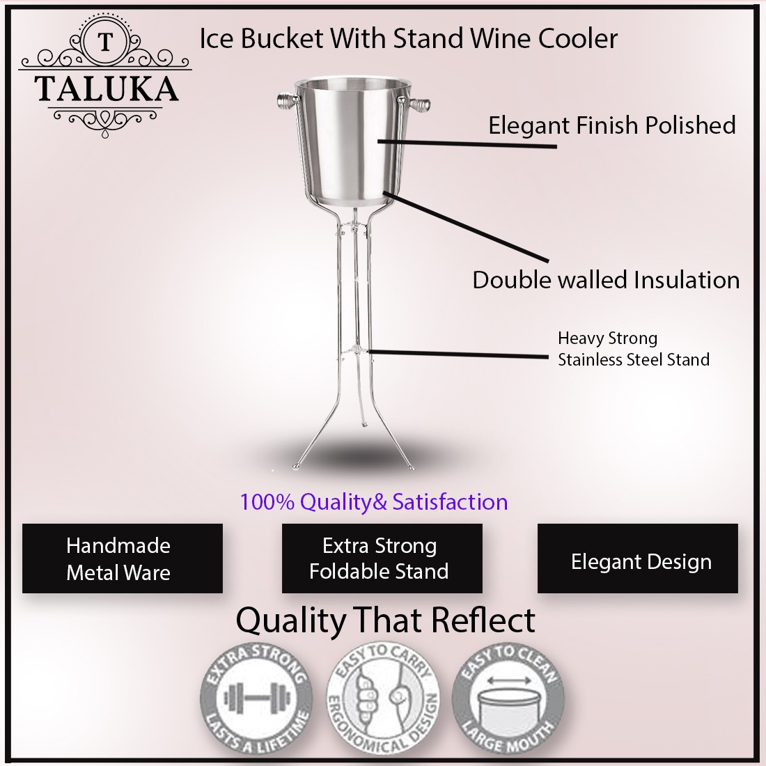 (11" X 24" Inches Approx) Handmade Royal Ethnic Stainless Steel Champagne Bucket / Ice Bucket With Stand Wine Cooler
