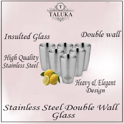 Taluka Stainless Steel Double Wall Insulated 300 ML Drinkware Glass Home Hotel Restaurant Tableware