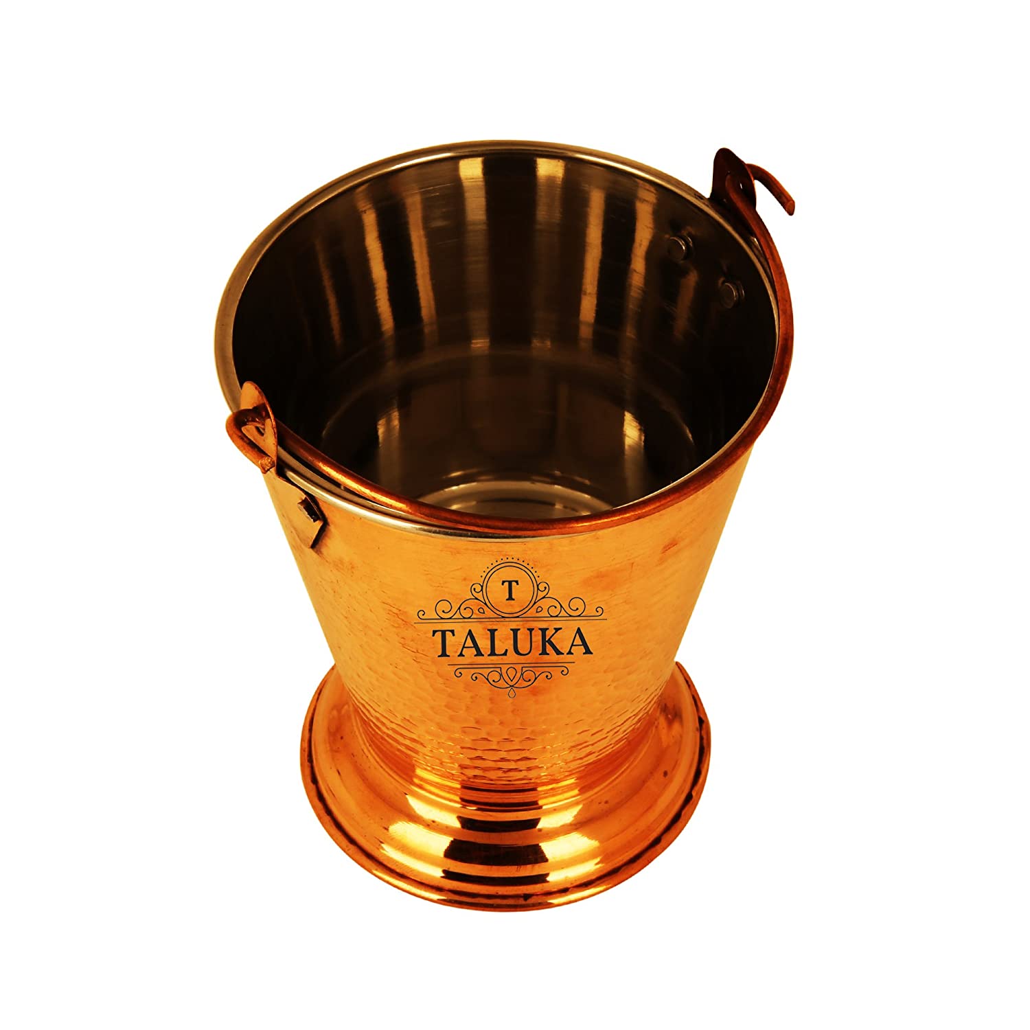 Taluka Pure Copper Stainless Steel Copper Family Set of 4 Content :- 1 Copper Bucket 1 Copper Steel Kadhai 1 Copper Serving Handi 1 Copper Serving Spoon Pot 1 L  (Copper, Stainless Steel)
