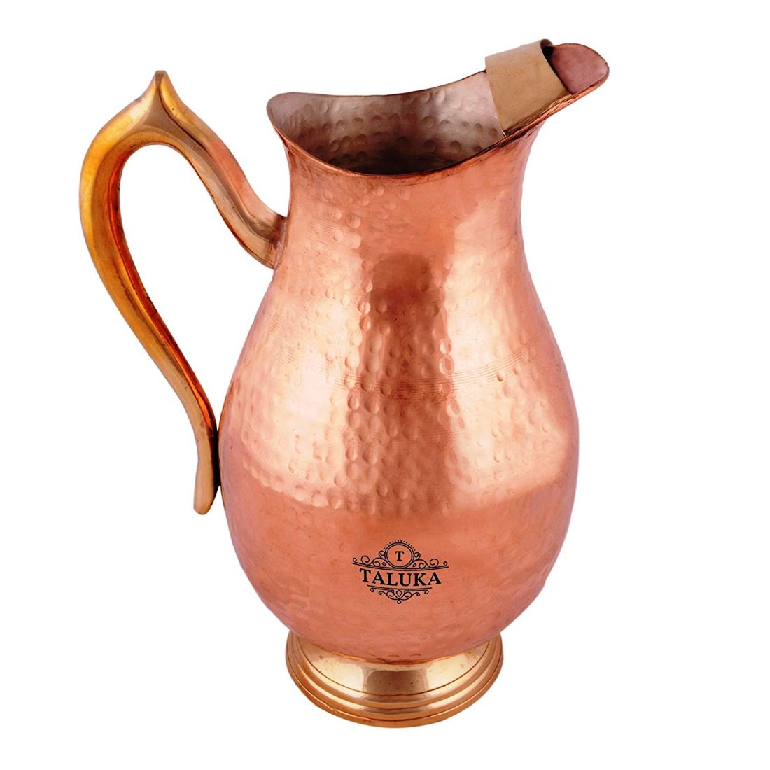 Pure Copper Water Jug 2000 ML With 1 PC Copper Hammered Glass 300 ML For Health Benefits
