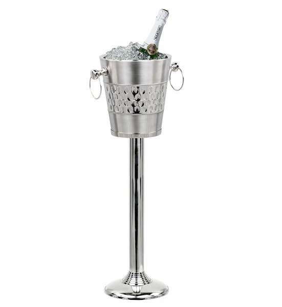 BarCraft BCHAMBOWL Footed Metal Champagne Cooler/Punch Bowl 37 x 37 x 25 cm & Guzzini 08653200 Punchbowl Ladle Stainless Steel Silver 