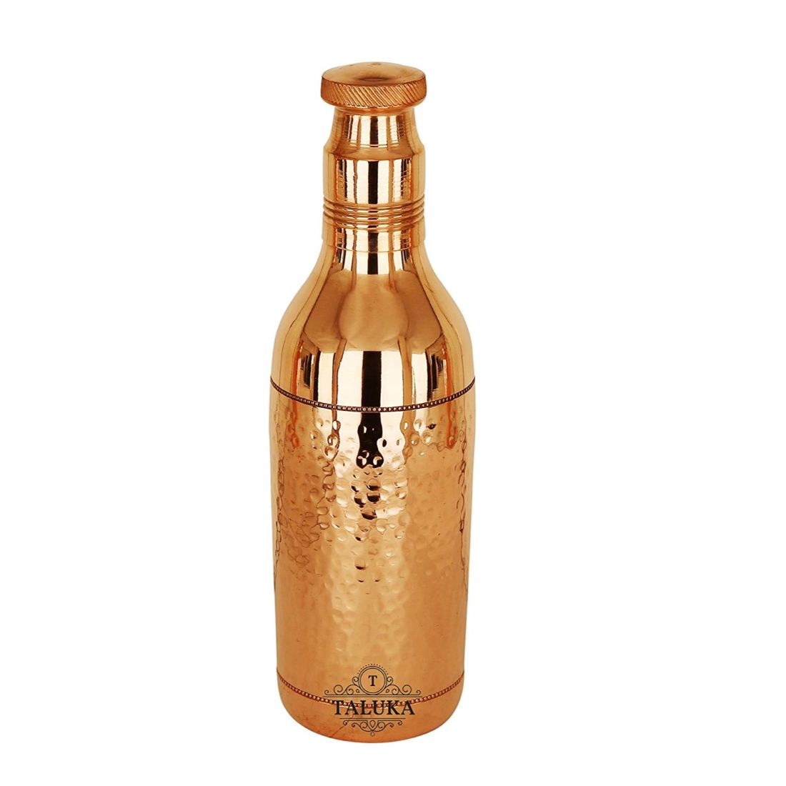 Copper Hammered Water Bottle 1700 ML, Jug  2000 ML with 1 PC Round Bottom Glass 300 ML - Storage water Pack Of 3