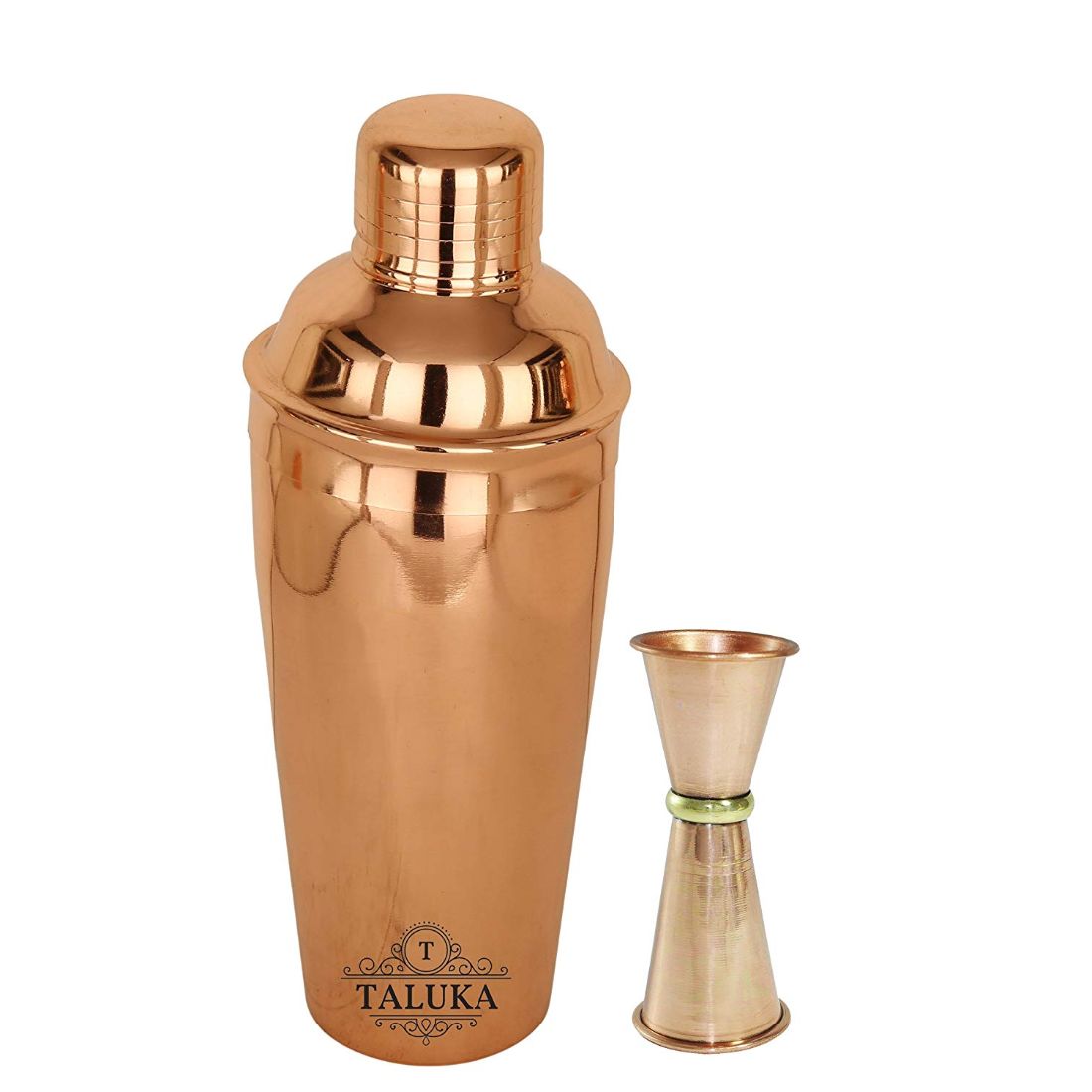 Copper Polish Steel Cocktail Wine Shaker 750 ML - Mixing & Serving Wine Cocktail Bottle with Double Side Peg Measure & Drink Measuring Bar Tool 30/60Ml