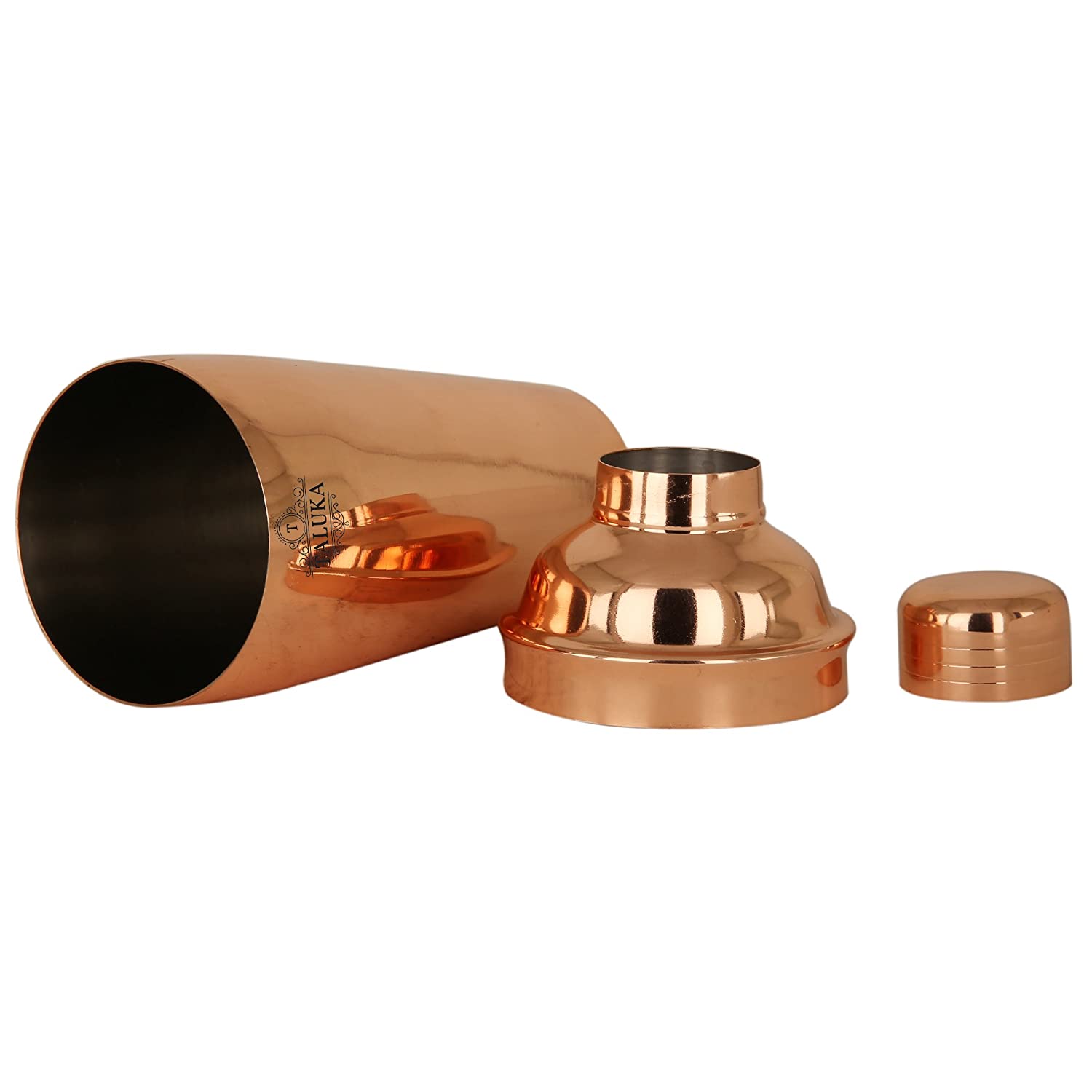 Taluka Copper Polish Steel Cocktail Wine Shaker 750 ML - Mixing & Serving Wine Cocktail Bottle with Double Side Peg Measure & Drink Measuring Bar Tool 30/60Ml