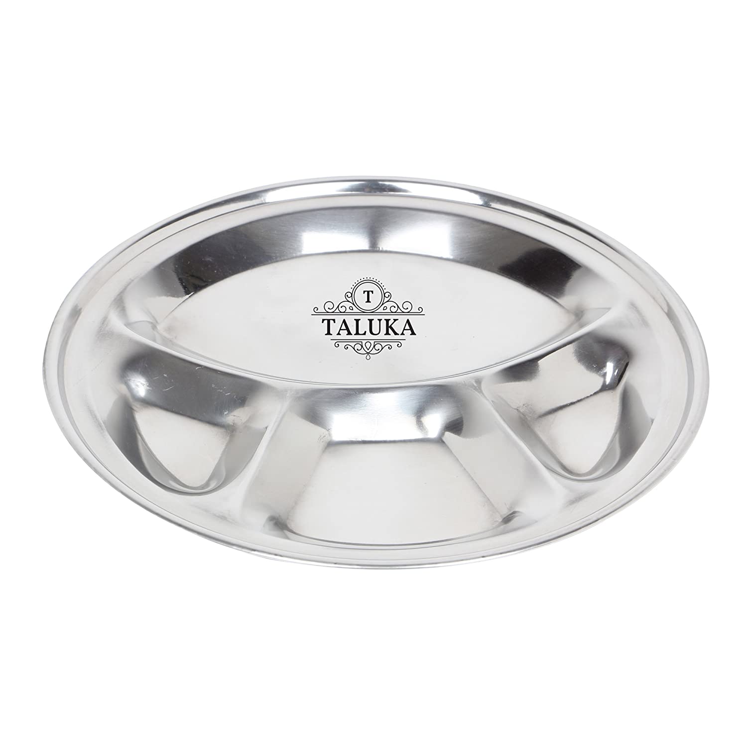 Taluka (10.5 x 0.6 Inches Approx) Stainless Steel Dinner Plate Food Plate for Home Use Hotel Restaurant