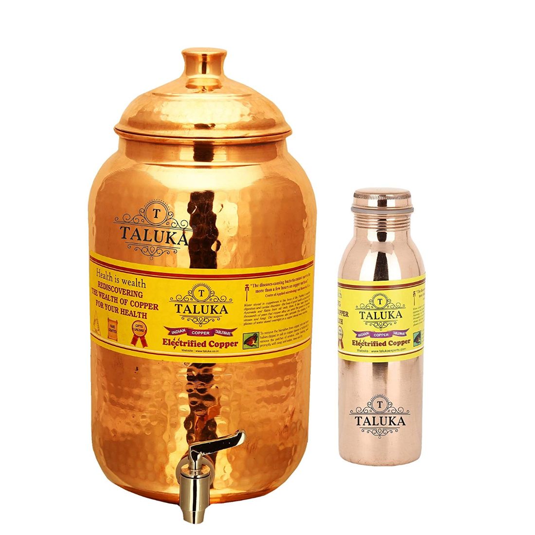 Pure Copper Handmade Water Pot Tank Dispenser 2000 ML & 1 PC Copper Bottle Water Bottle Joint free 1000 ML