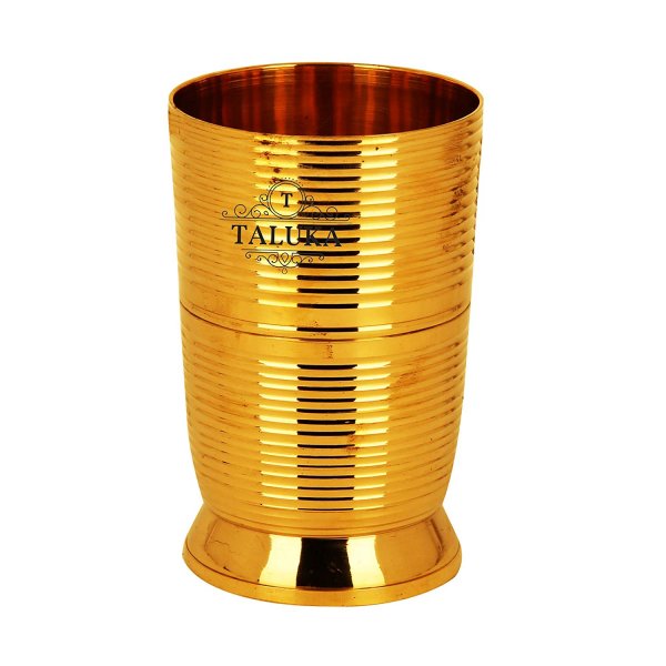 Brass Lining Design Water Glass Tumbler Cup 300 ML For Drinking Serving Purpose