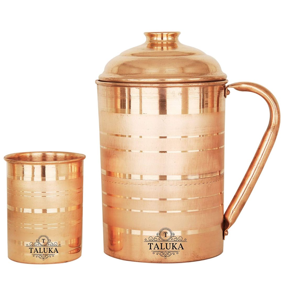 Copper Water Jug Pitcher Pot Handmade For Drinking Water Health Benefits 1500ml 