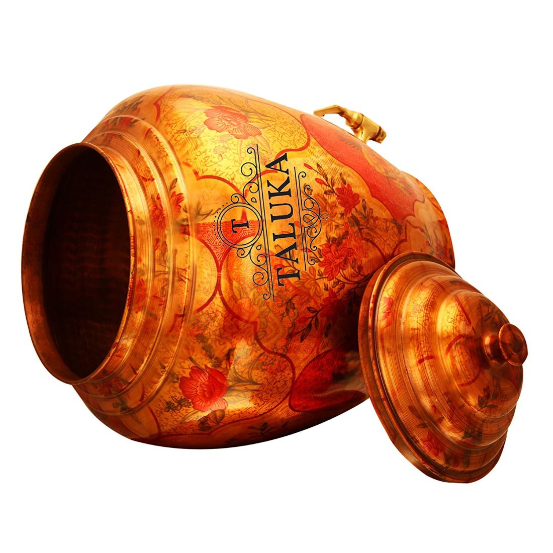 Pure Copper Handmade Water Pot Dispenser 2000 ML with 1 PC Copper Glass 300 ML For Storage Good Health Benefit
