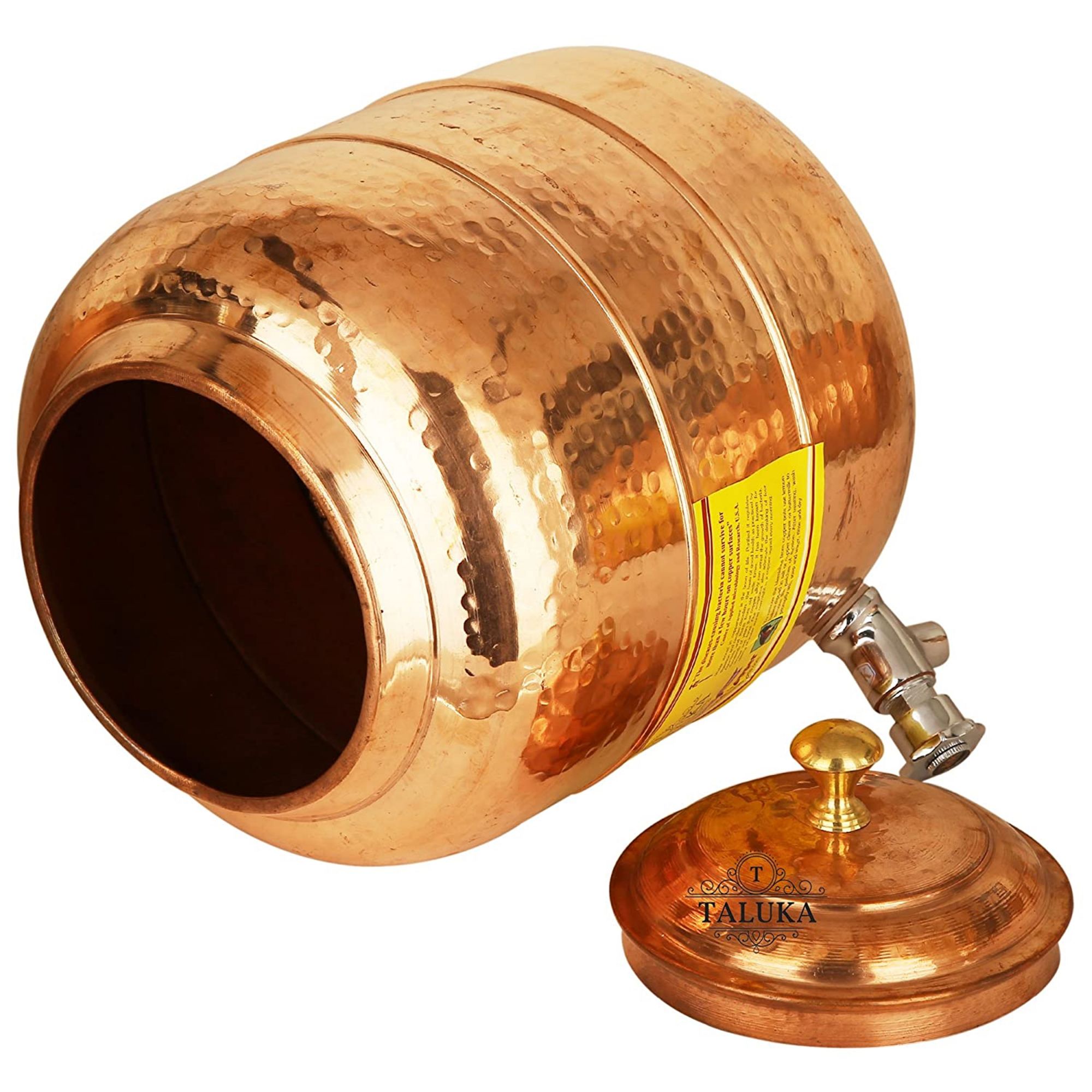 Taluka Copper Traditional  Hammer water pot 6000 ML with Bedroom Bottle 1100 ML