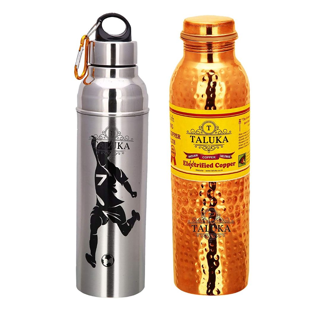 Handmade 1000 ML Hammered Copper Bottle Water With Stainless Steel Insulated Hot & Cold water Bottles (1000 ML)