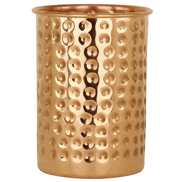 Handmade Copper Hammer Glass Cup/Tumbler, 350 Ml, Brown