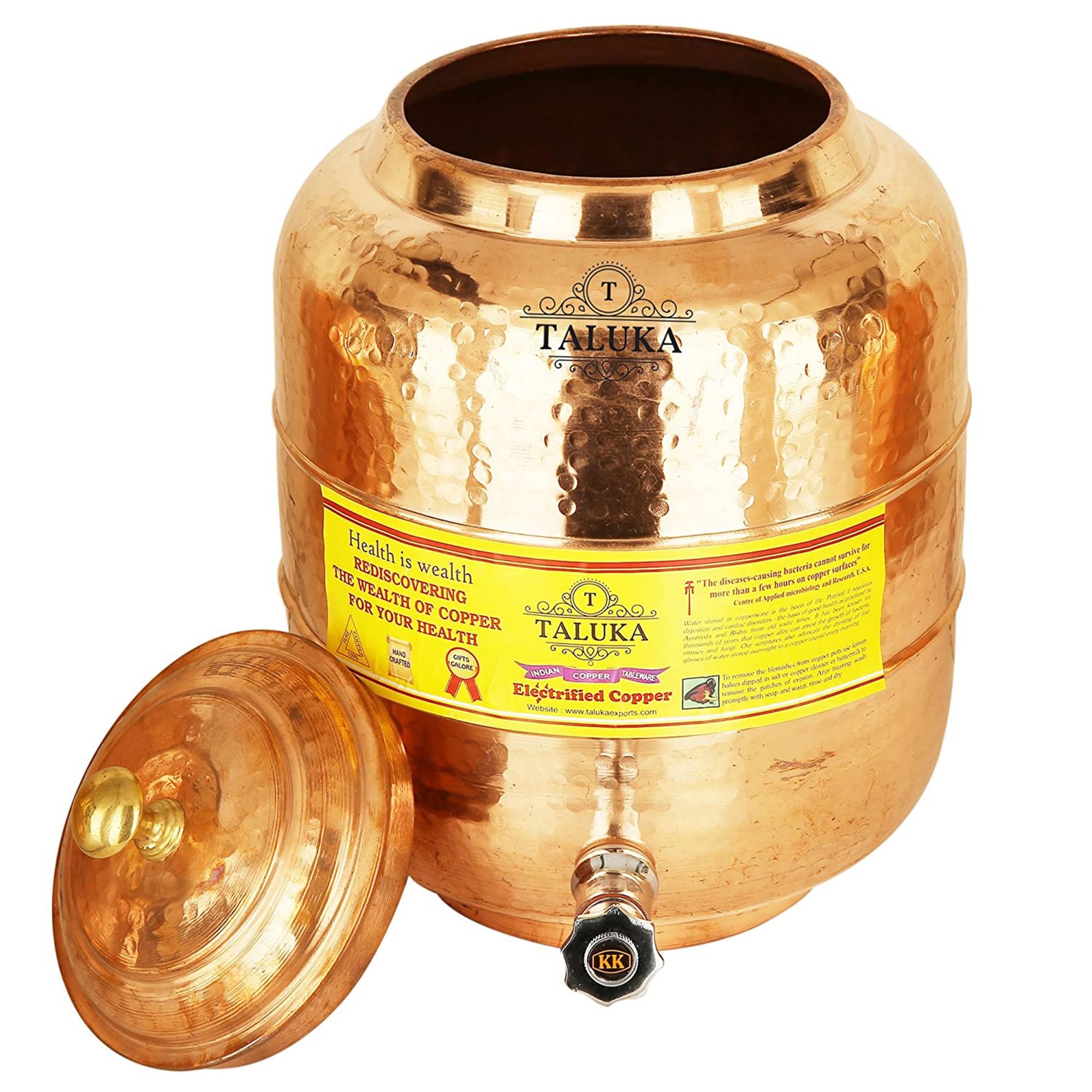 Taluka Copper Traditional  Hammer water pot 6000 ML with Bedroom Bottle 1100 ML