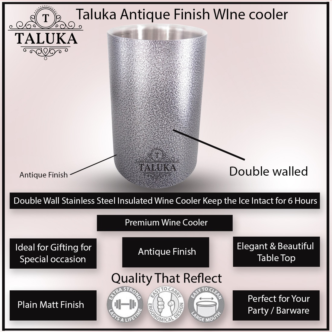 Stainless Steel Hard Anodized Wine Cooler For Bar Ware Restaurant Home Gift Purpose