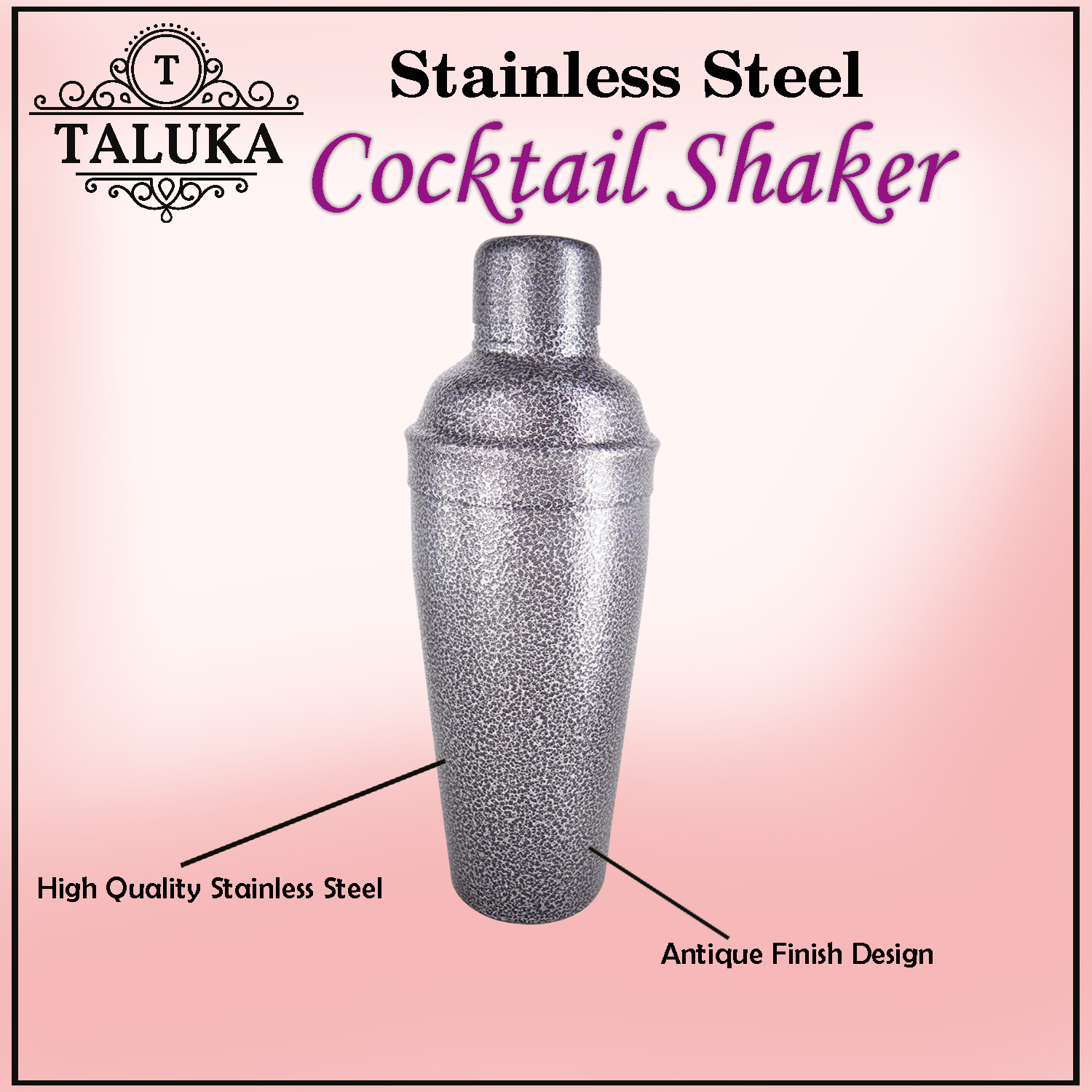 Stainless Steel Hard Anodized Cocktail Wine Shaker 750 ML