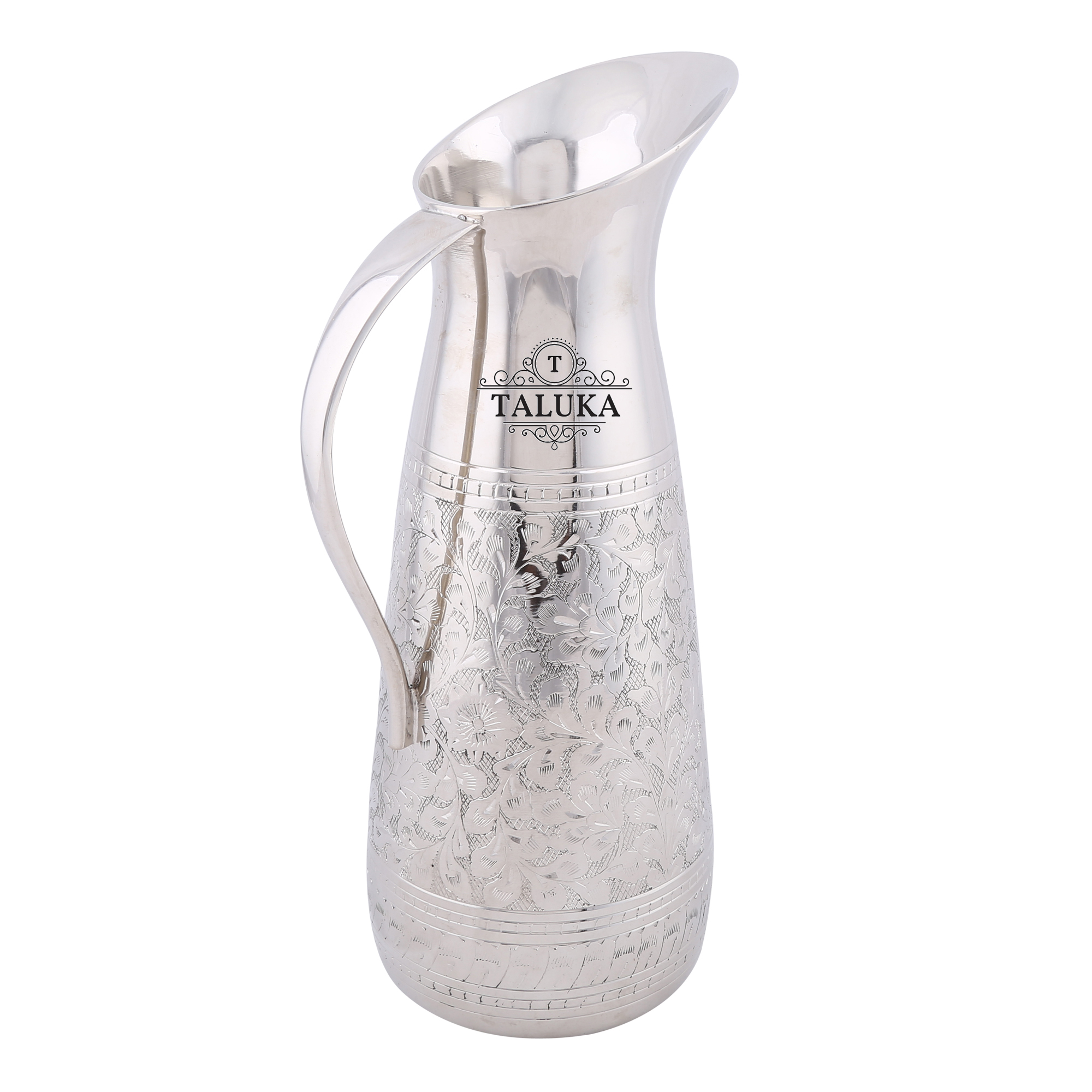 Brass Embossed Silver Plated Jug Water Pitcher