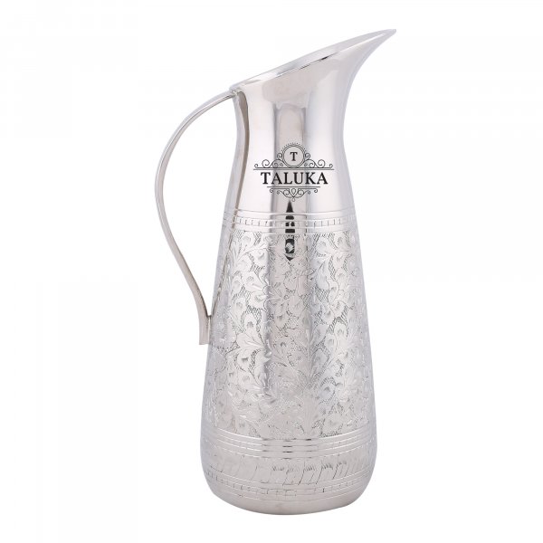 Brass Embossed Silver Plated Jug Water Pitcher