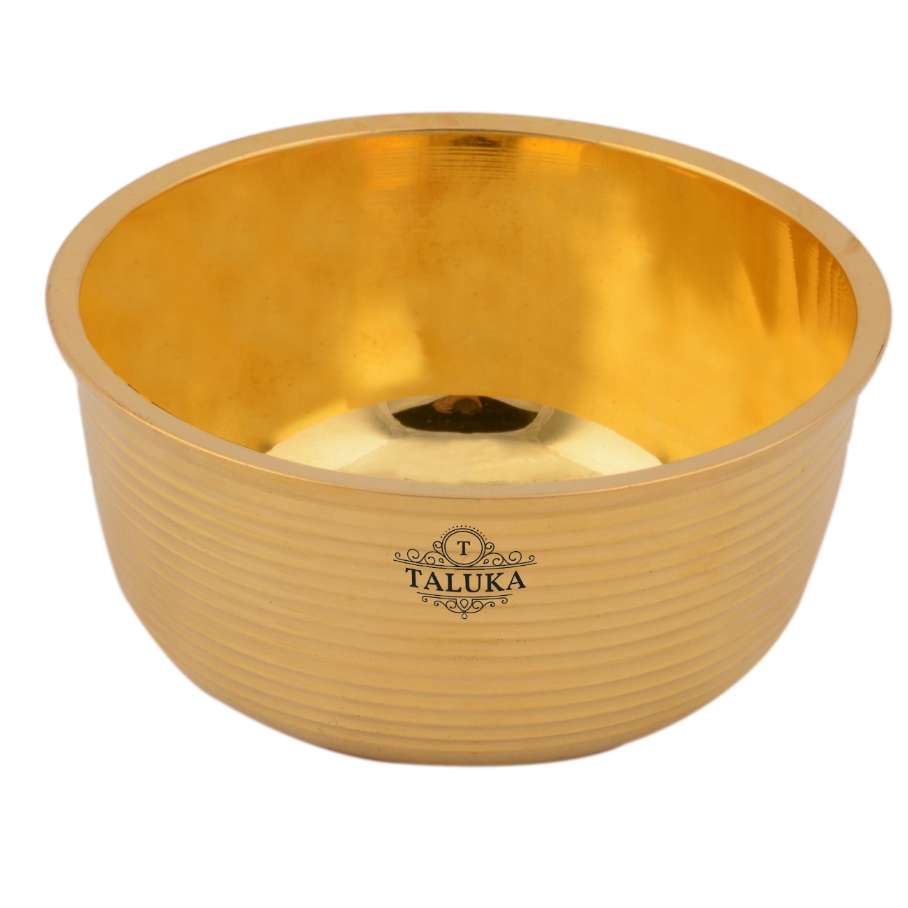 Brass Full Ribbed Serving Bowl Katori For Tableware Restaurant Home Hotel 350 ML
