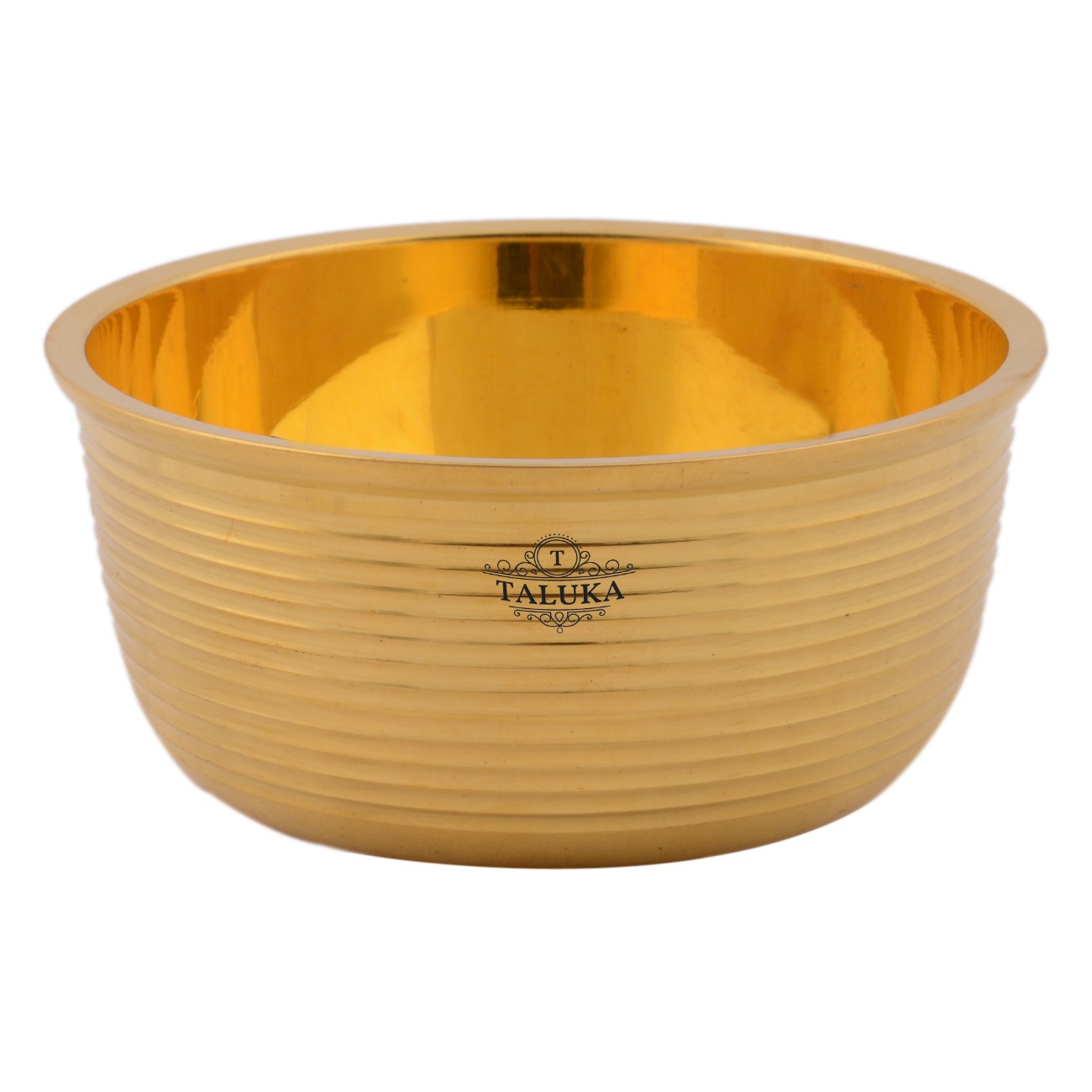 Brass Full Ribbed Serving Bowl Katori For Tableware Restaurant Home Hotel 350 ML