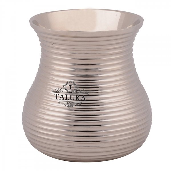Brass Nickel Plated Bottom Ribbed Water Glass Tumbler Cup 300 ML For Drinking