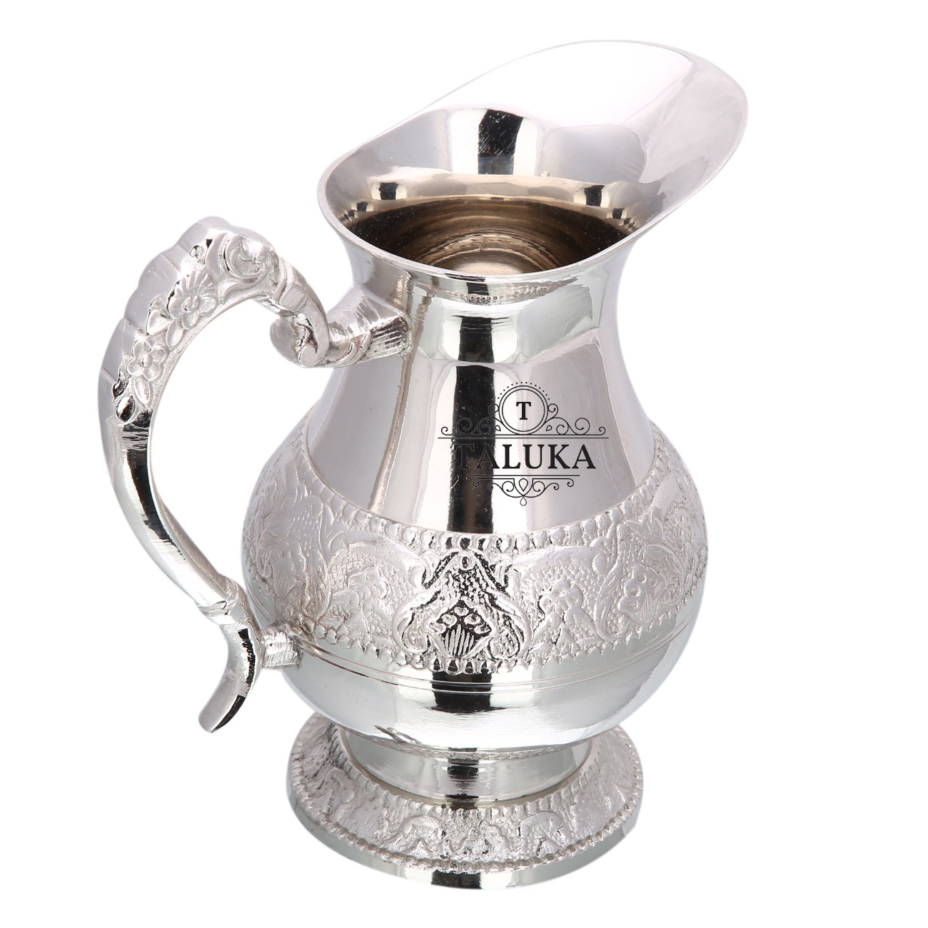 Brass Nickel Plated Jug Water Pitcher For Storage 1500 ML For Home Hotel Gifting Purpose