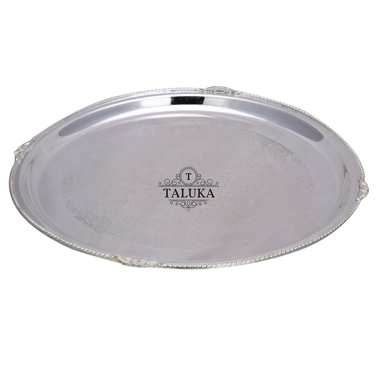 Brass Nickel Plated Tray Serving Tray/Plate / Charger Round Shape Elegant