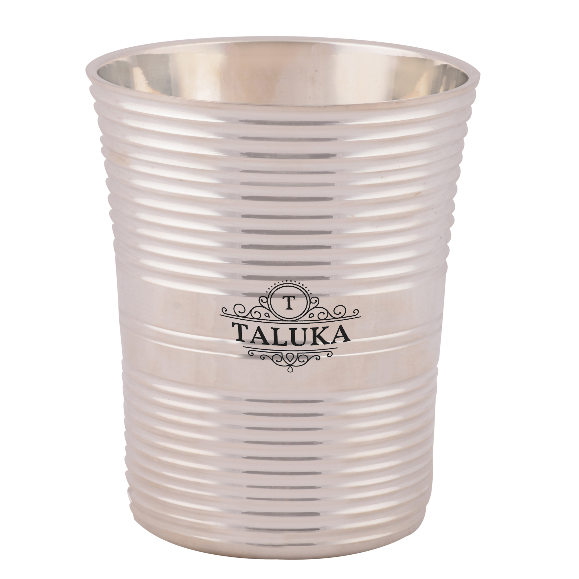Brass Silver Coated Full Ribbed Water Glass Tumbler Cup For Drinking Serving