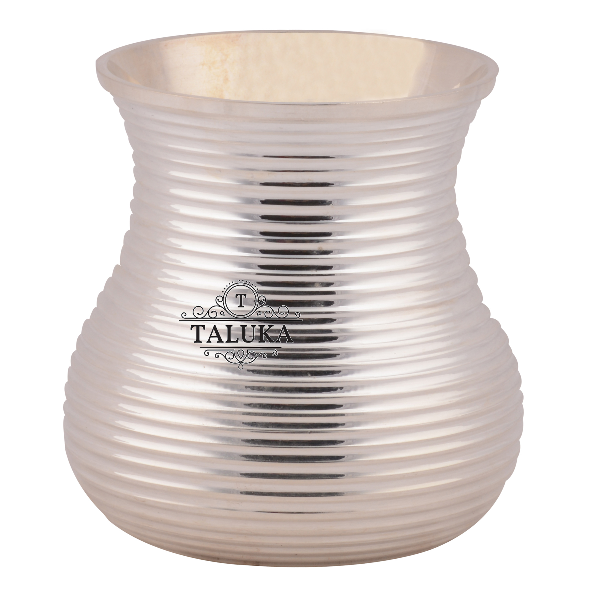 Brass Silver Plated Bottom Ribbed Water Glass Tumbler Cup 300 ML For Drinking