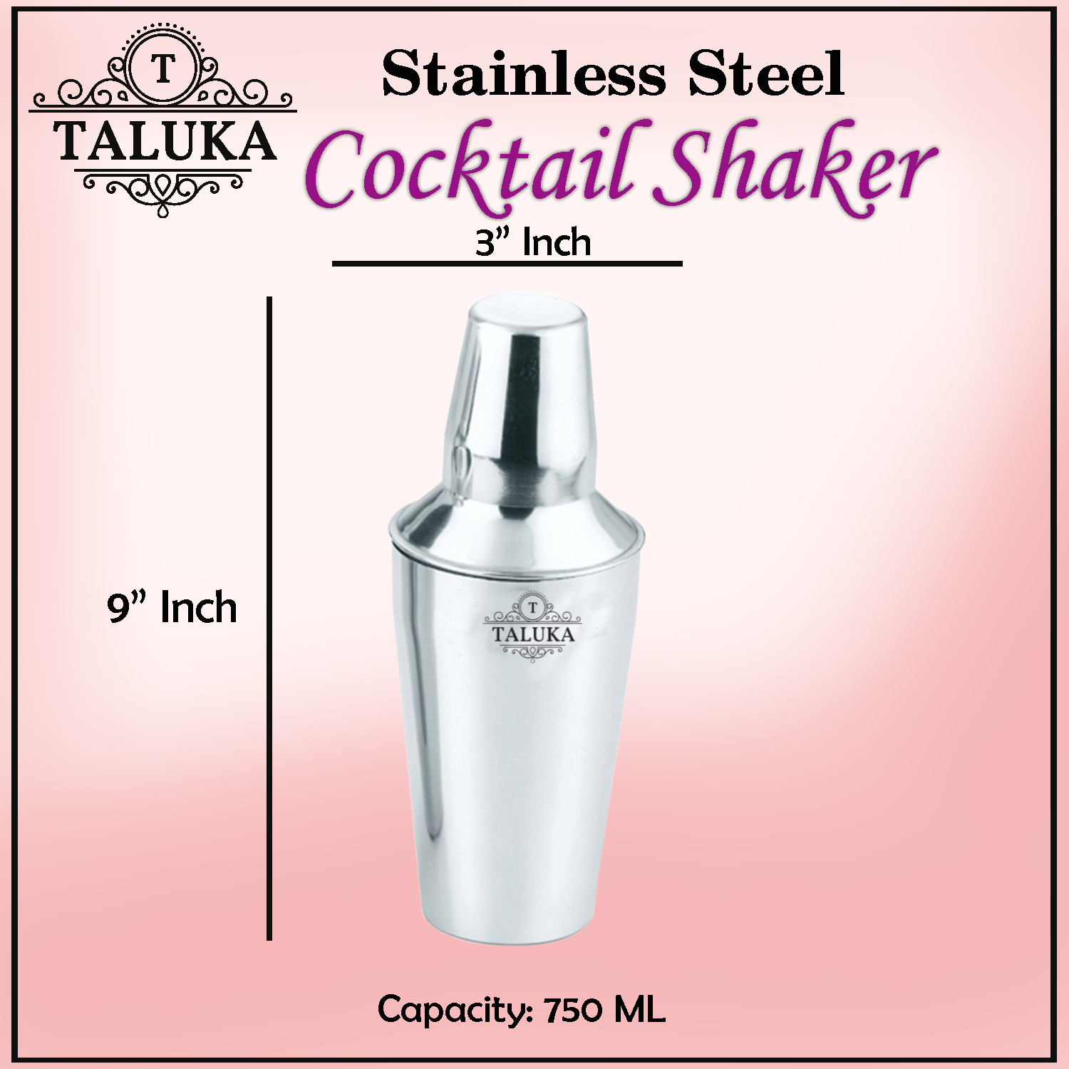 Stainless Steel Mocktail Juices Mixing & Serving Wine Cocktail Wine Shaker 750 ML