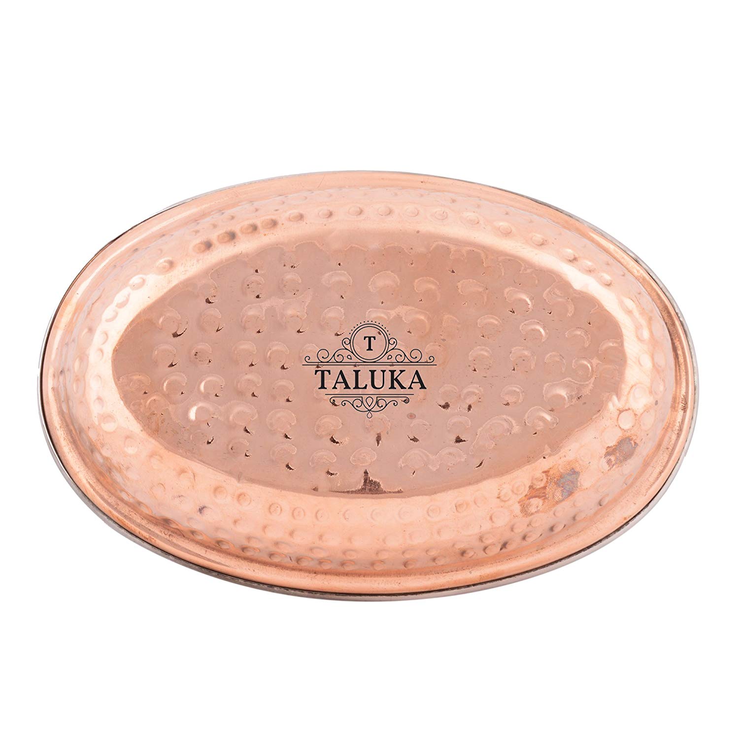 Copper Hammered Oval Serving Plate For Tableware