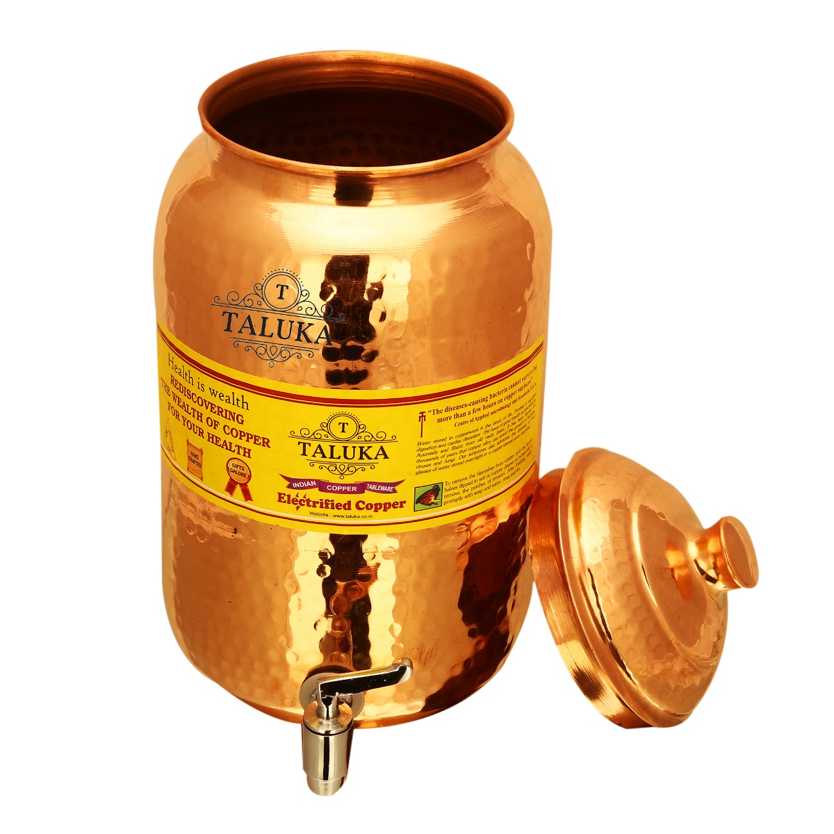 Copper Hammered Straight Water Pot Water Storage Tank 2000 ML|5000 ML |8000 ML