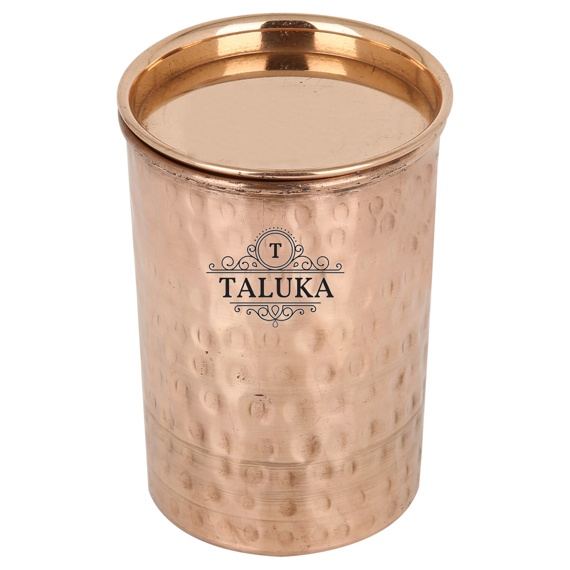 Copper Handmade Hammered Glass With Lid Tumbler Drinking Water