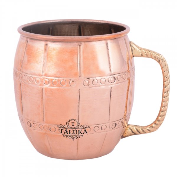 Copper Moscow Mule Wine Beer Mug With Brass Handle For Bar Ware