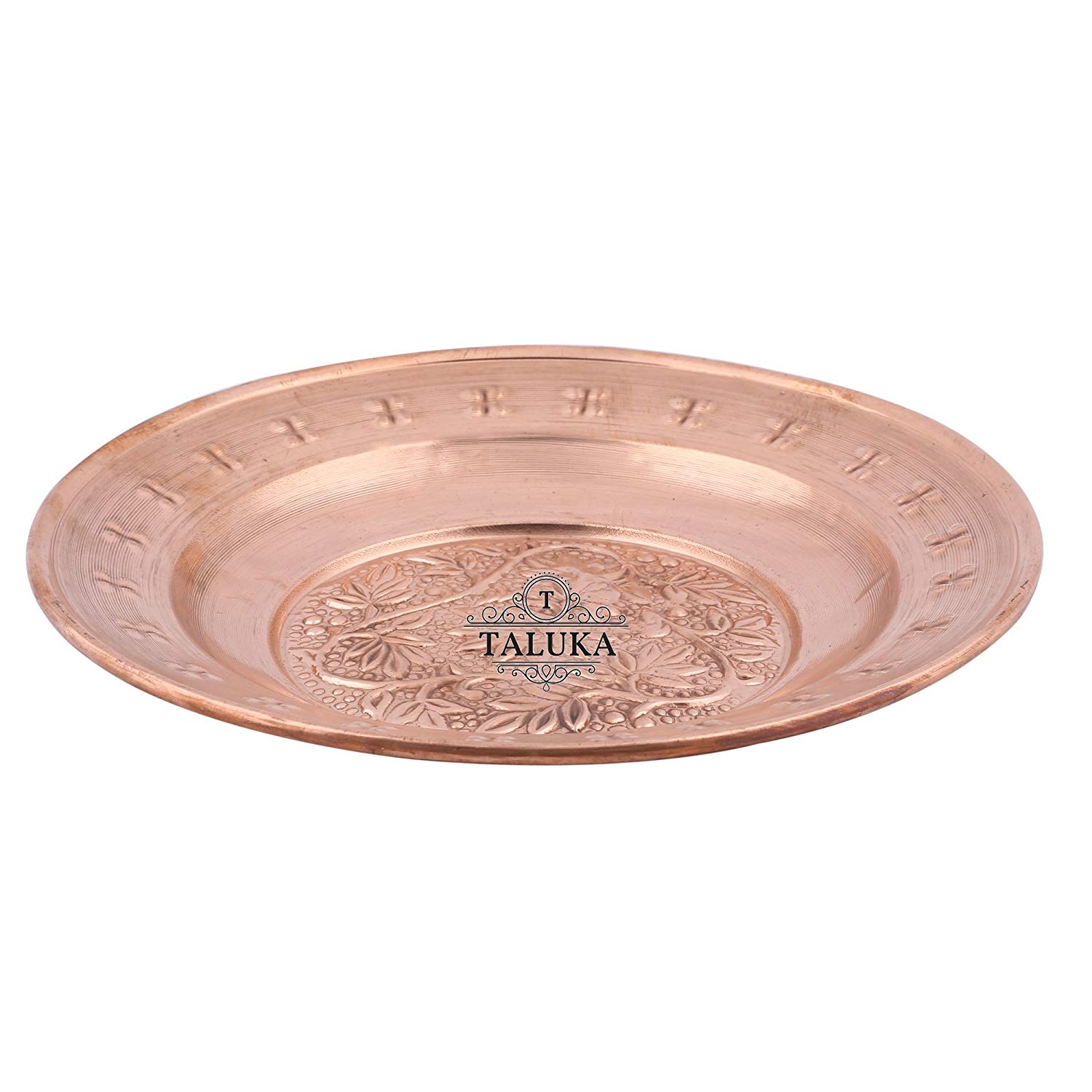 Copper Round Embossed Serving Plate For Tableware