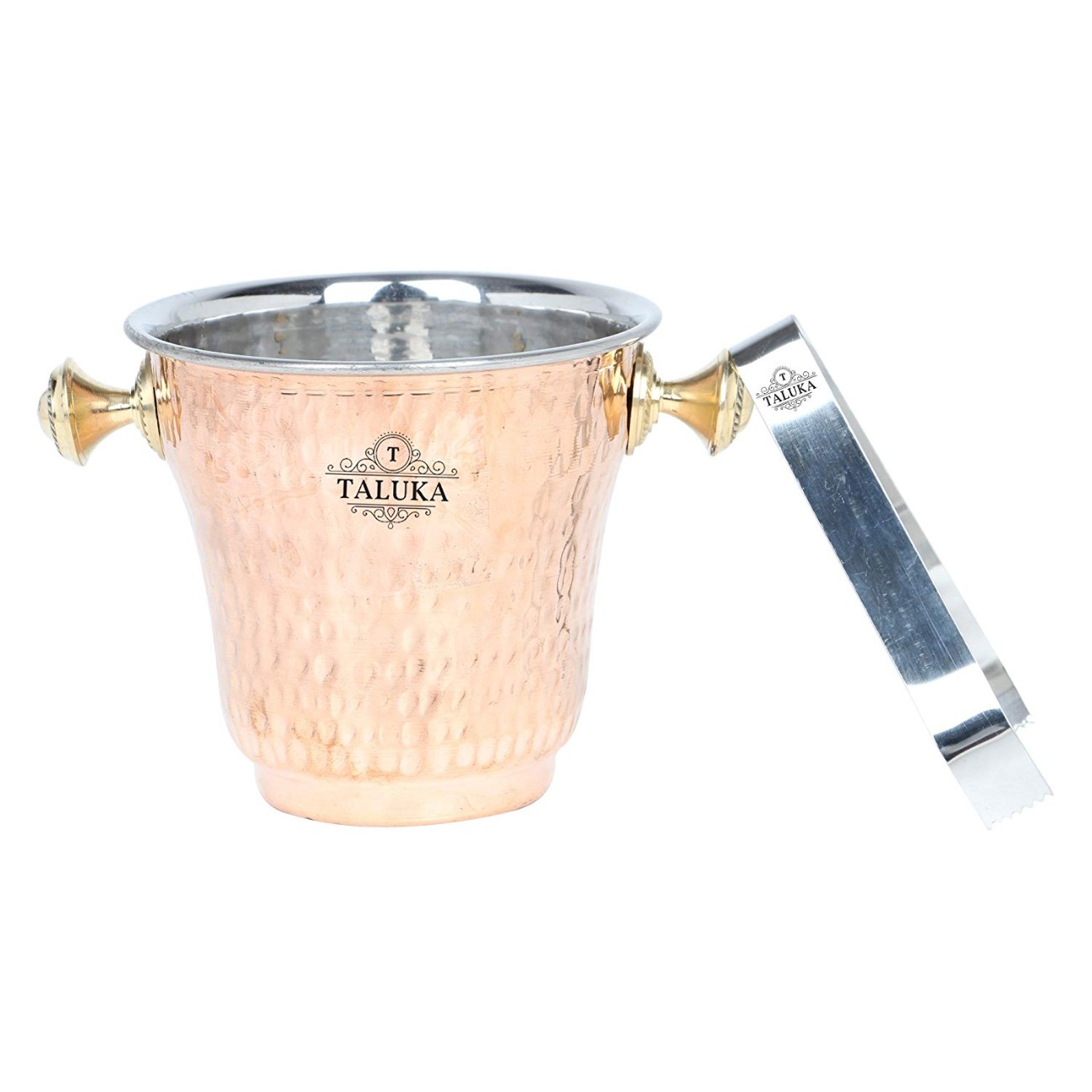 Copper Steel Ice Bucket 1500 ML With Ice Tong Bar Ware Restaurant Home Gift Purpose
