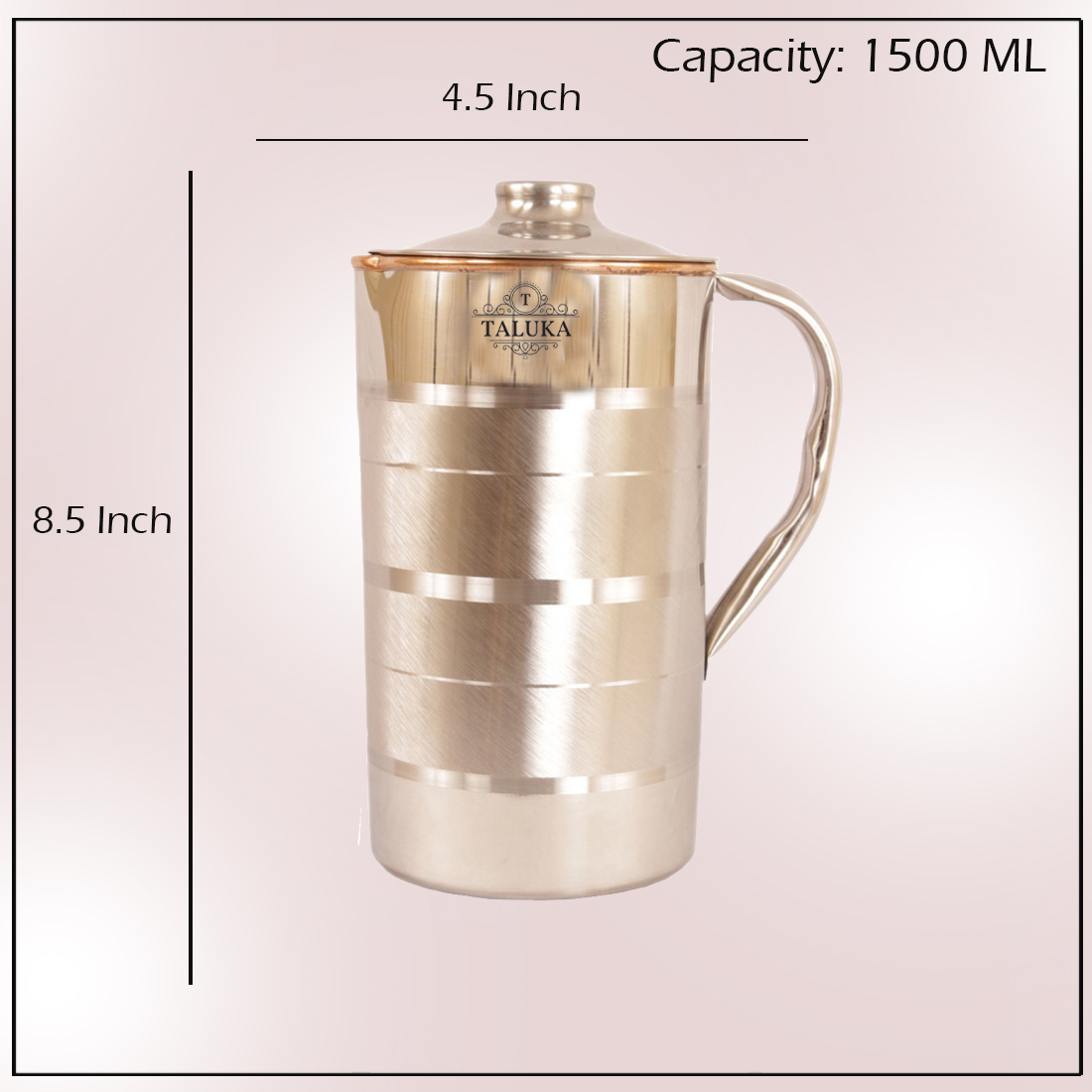 Copper Steel Jug Water Pitcher For Drinking Storage Capacity: 1500 ML