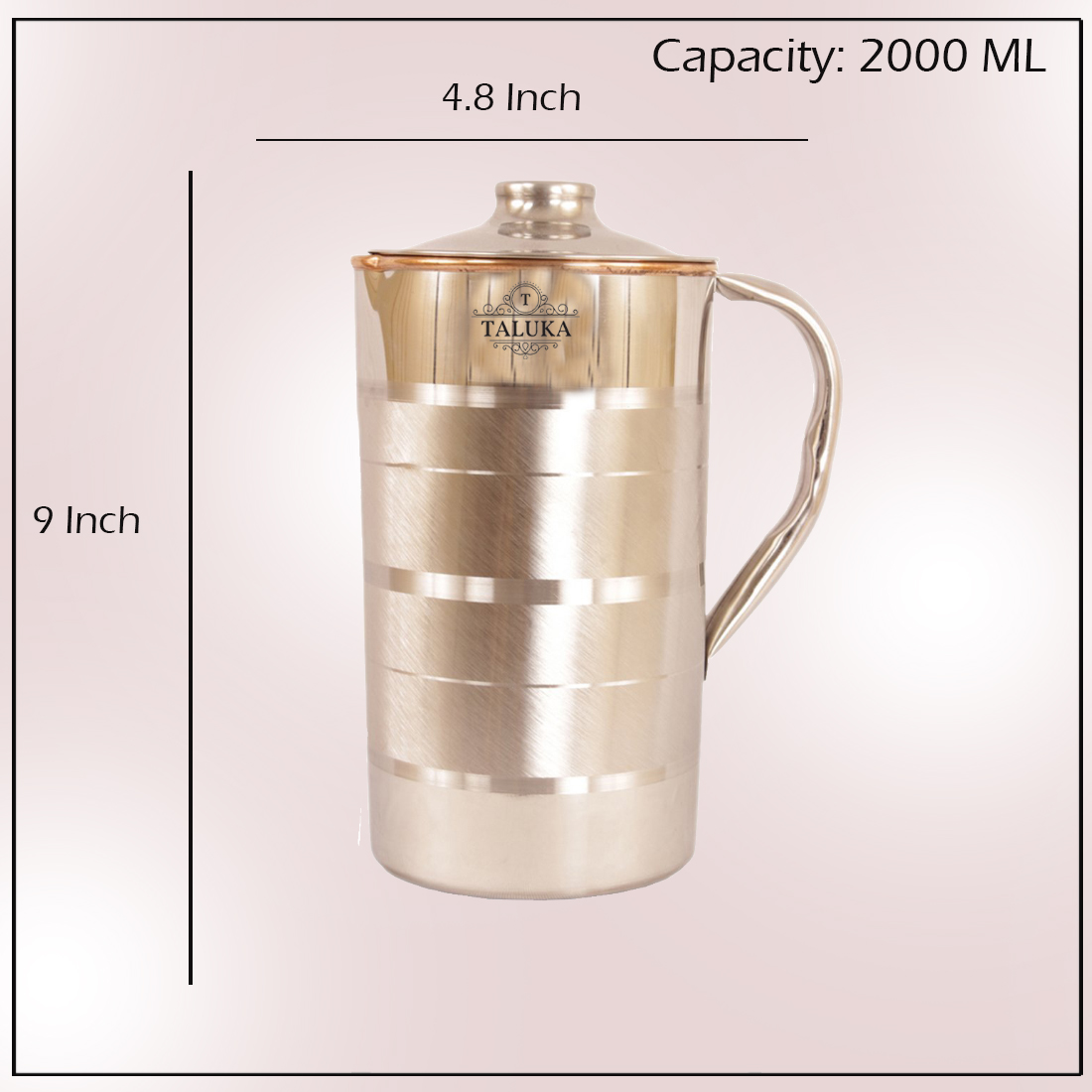 Copper Steel Jug Water Pitcher For Drinking Storage Capacity: 1500 ML