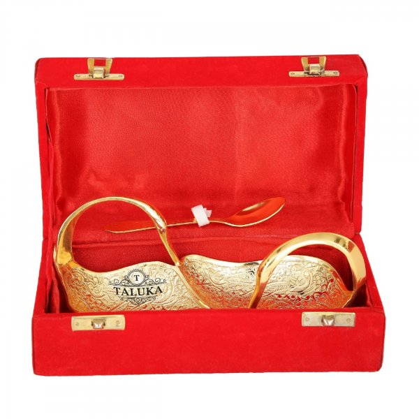 Decorative Silver Gold Plated Duck Shape Mouth freshener Bowl 1 Spoon Gift Box