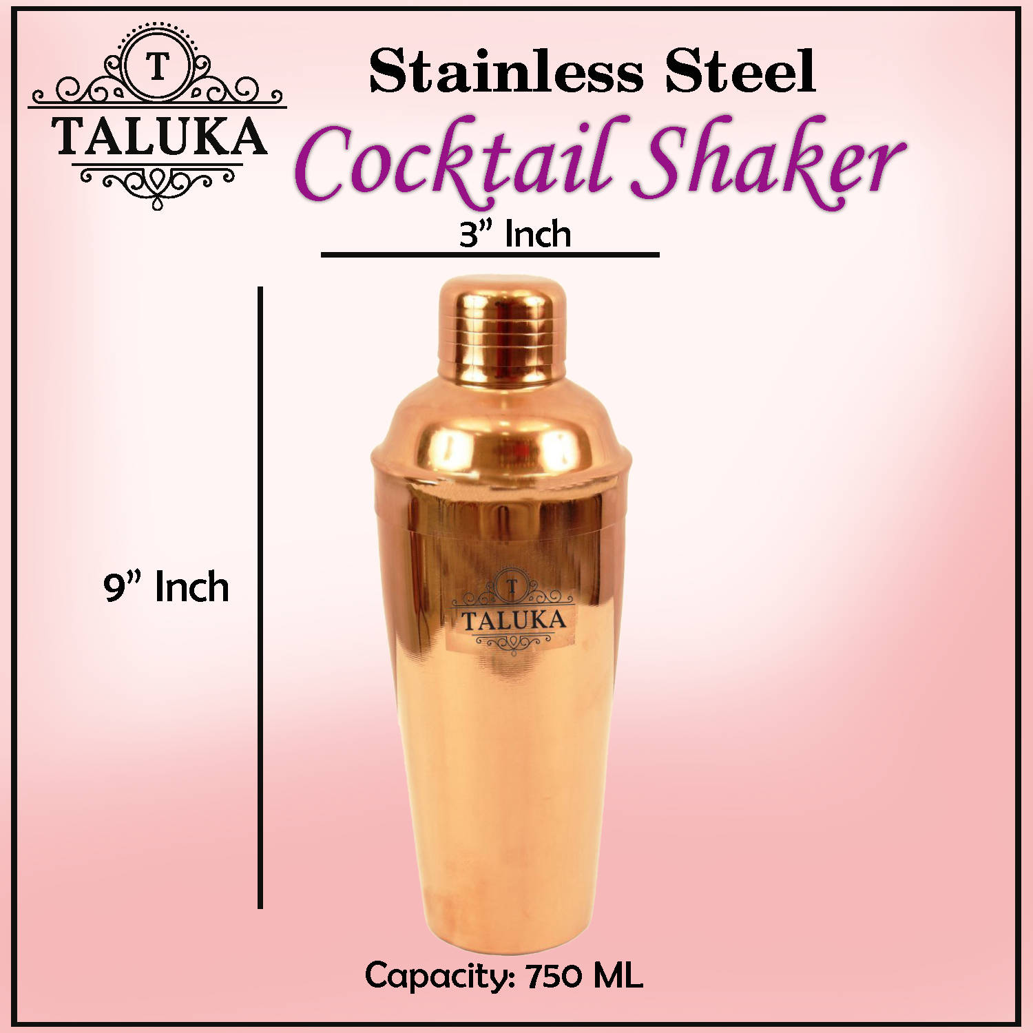 Copper Deluxe Design Mocktail Juices Mixing & Serving Wine Cocktail Wine Shaker 750 ML