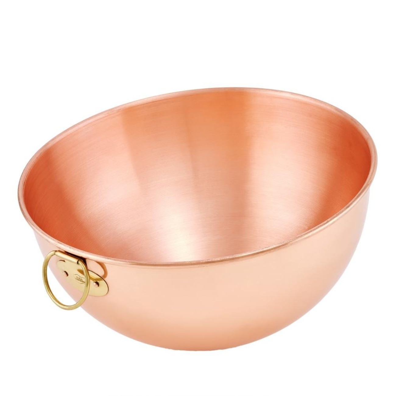 Handmade Copper 12-Inch Egg White Bowl with Ring Baking Mixing Bowl Egg Beater