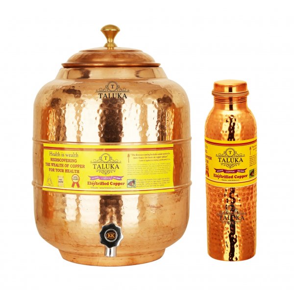 Handmade Copper Water Pot Tank 5 Liter 1 Hammer Leak Proof Water Bottle 1 Liter
