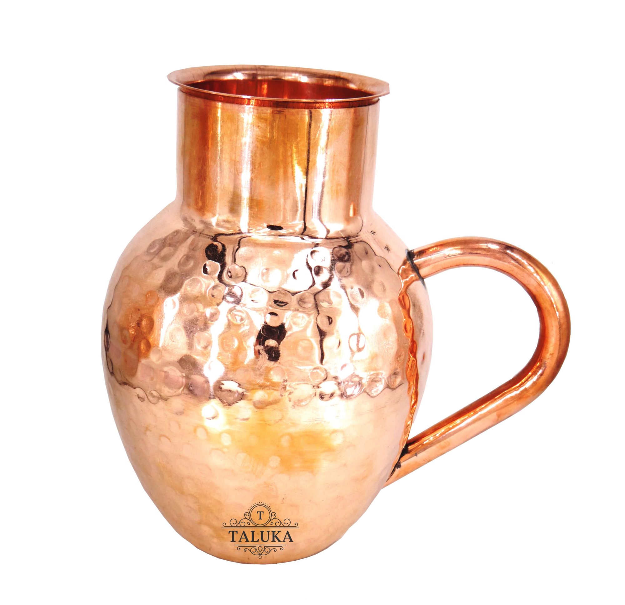 Handmade Pure Copper Hammered Jug Water Pitcher Drinking  Capacity: 1500 ML