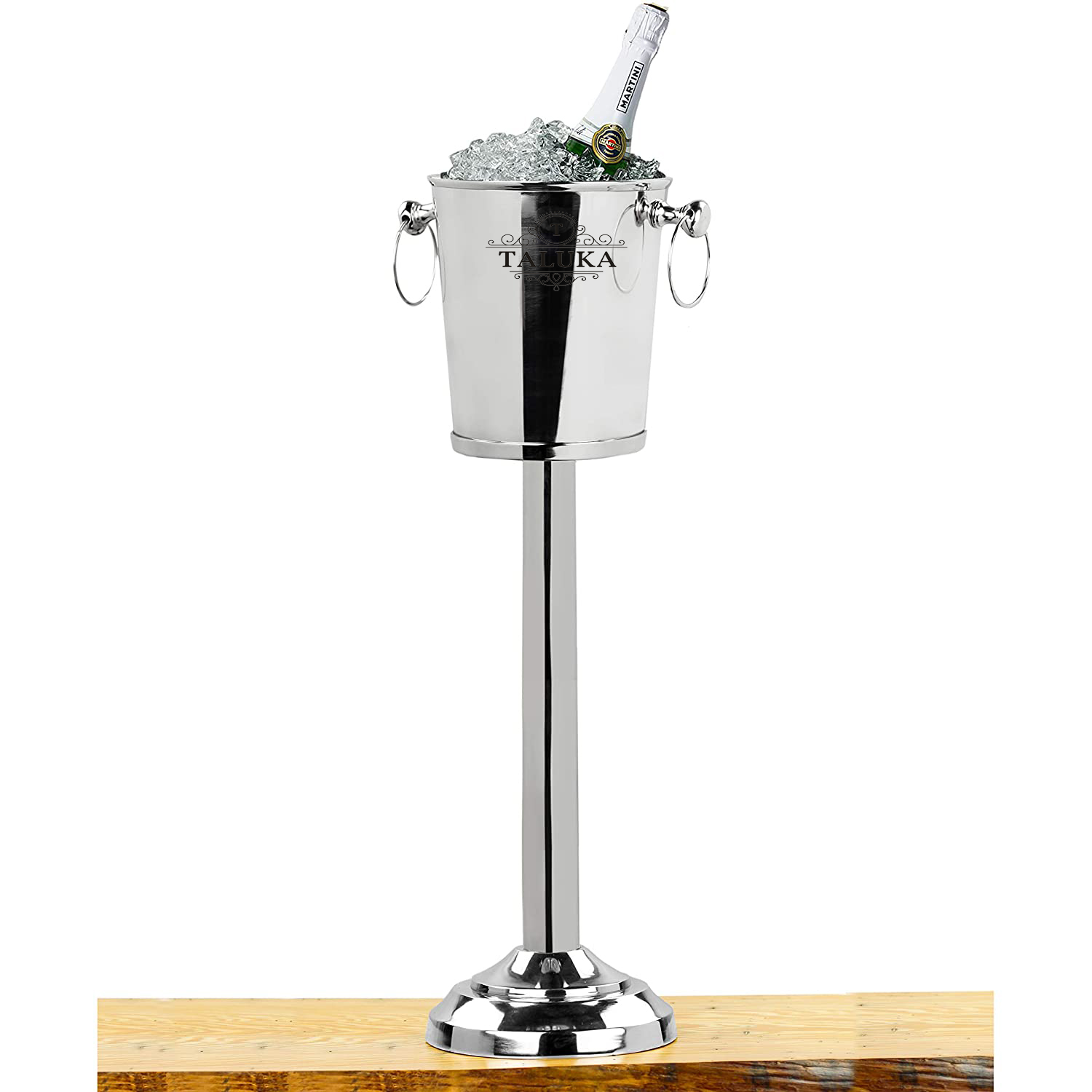 Taluka Plain Nickel Plated Premium Aluminum Free Standing Wine Chiller | Wine Coolers & Cellar with Ice Bucket | Kitchen & Bar Wares