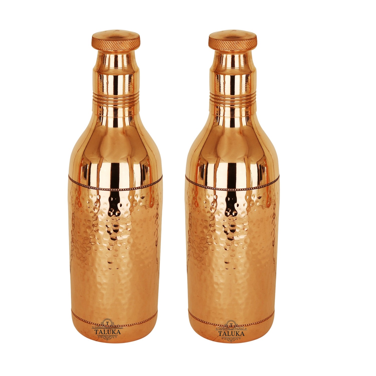 2X Pure Copper Water Bottle With 4X Hammered Glass Useful Free Express Shipping 